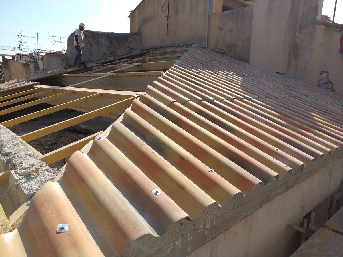 Chevrons posés sur une toiture refaite